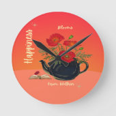 Geluk bloeit van binnen ronde klok (Voorkant)