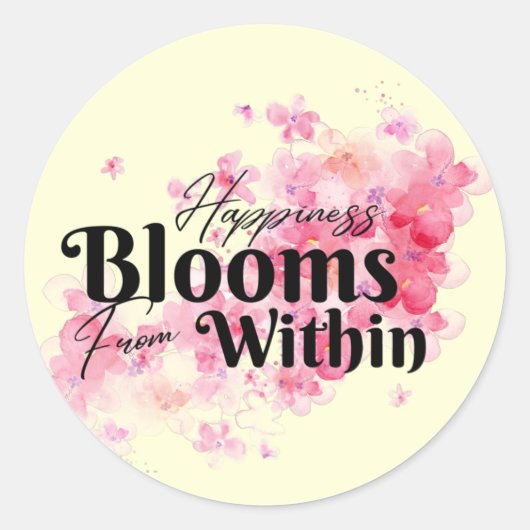 Geluk bloeit van binnen ronde sticker (Voorkant)