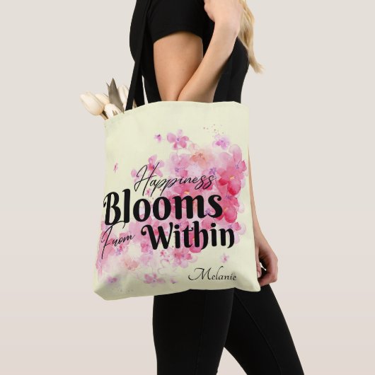 Geluk bloeit van binnen tote bag (Dichtbij)