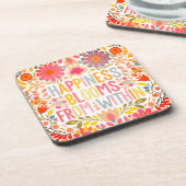 Geluk bloeit van binnenuit bier onderzetter (Linkerzijde)