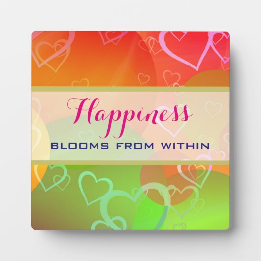 Geluk bloeit van binnenuit - kleurrijke harten fotoplaat (Voorkant)