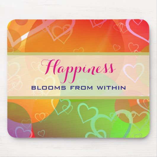 Geluk bloeit van binnenuit - kleurrijke harten muismat (Voorkant)