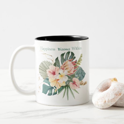 Geluk blokkeert binnen de Mok van koffie (Met donut)
