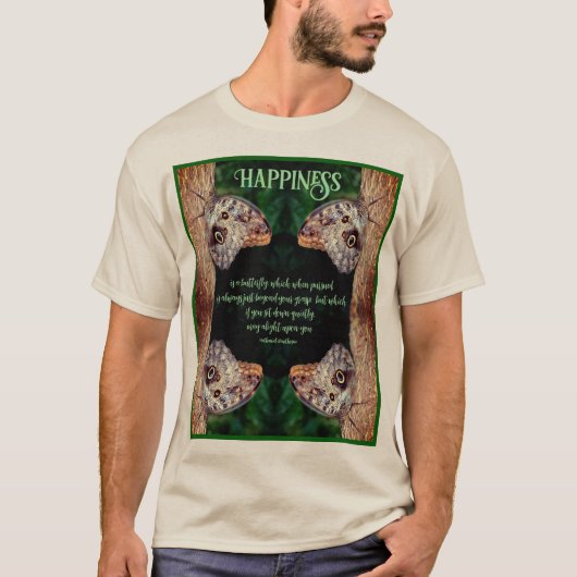 Geluk Bruin Butterfly Inspirerend Quote T-shirt (Voorkant)