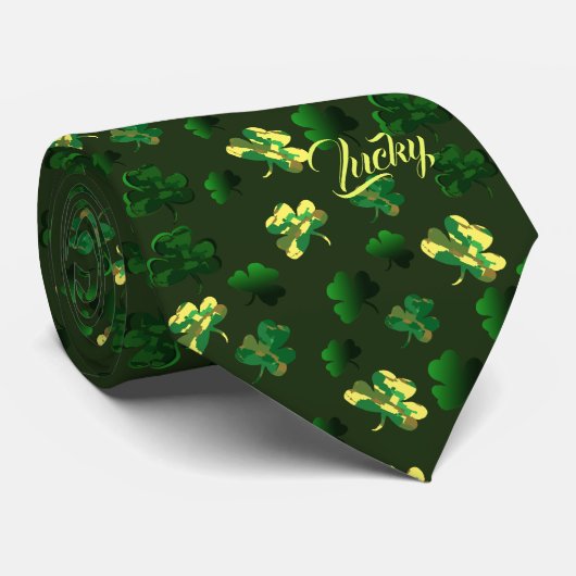 Geluk Camouflage Klaver Ontwerp Stropdas (Opgerold)