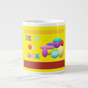 Geluk Charm gefeliciteerd bericht geel Grote Koffiekop