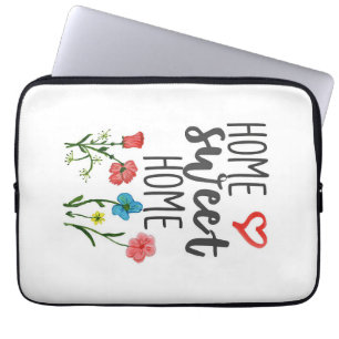 Geluk Citaat Home Sweet Home Flowers Laptop Sleeve