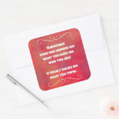 Geluk Citaat op een Oranje rood Abstract Vierkante Sticker (Envelop)