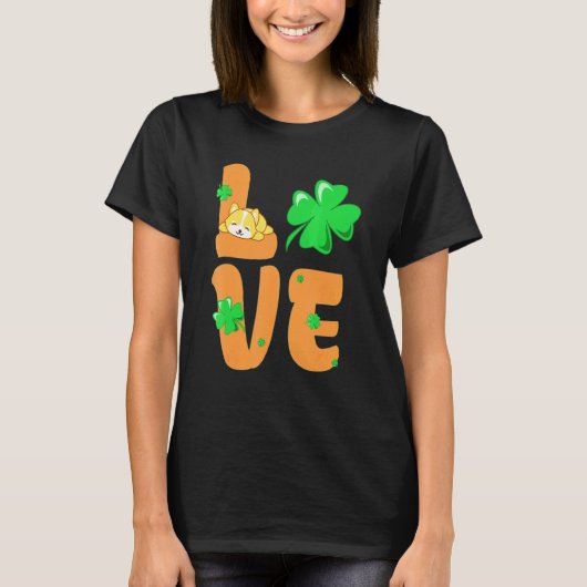 Geluk Corgi St. Patrick's Dag Hond T-shirt (Voorkant)