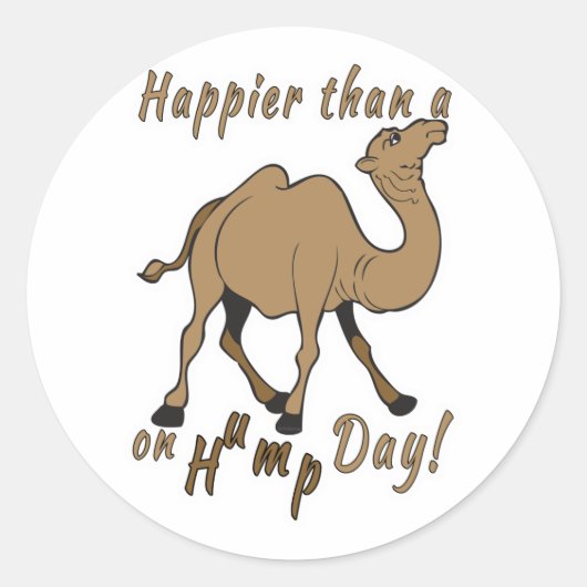 Geluk dan een Camel op Hump Day Ronde Sticker (Voorkant)