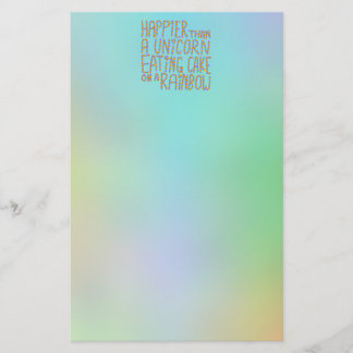 Geluk dan een eenhoorntje op een regenboog. briefpapier