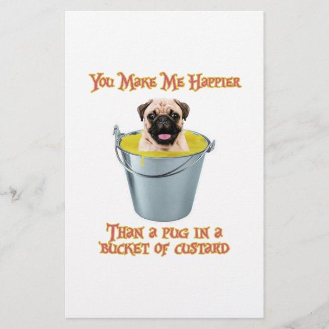 Geluk dan een pug in een Bucket of Custard (Voorkant)