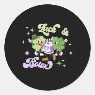 Geluk En Botox Grappige Shamrock Verpleegster Inje Ronde Sticker