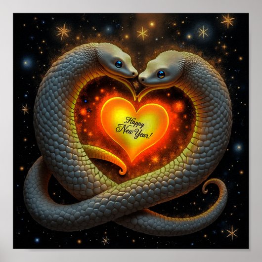 Geluk en liefde in het nieuwe jaar van de slang poster (Voorkant)