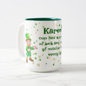 Geluk en onheil tweekleurige koffiemok (Voorkant links)