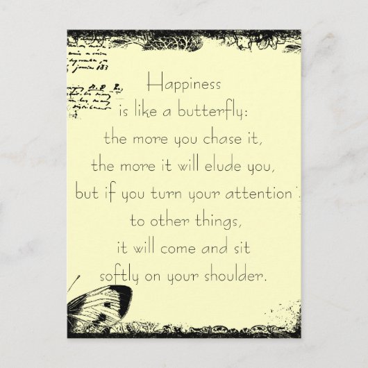 Geluk en vlinders Quote Briefkaart (Voorkant)
