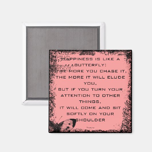 Geluk en Vlinders Quote Magnet (Voorkant / Achterkant)