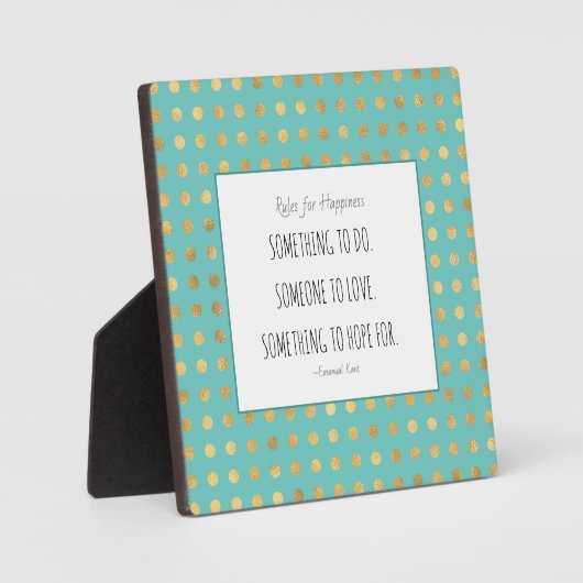 Geluk geïnspireerd turquoise gouden tafelblad fotoplaat (Voorkant)