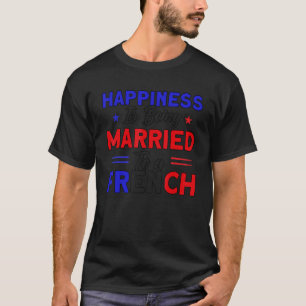 Geluk getrouwd met een Franse vlag roet Frankrijk T-shirt