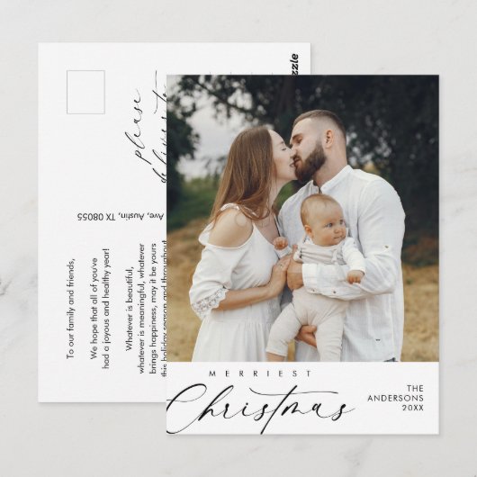 Geluk Groet Merriest Christmas Family Foto Briefkaart (Voorkant / Achterkant)