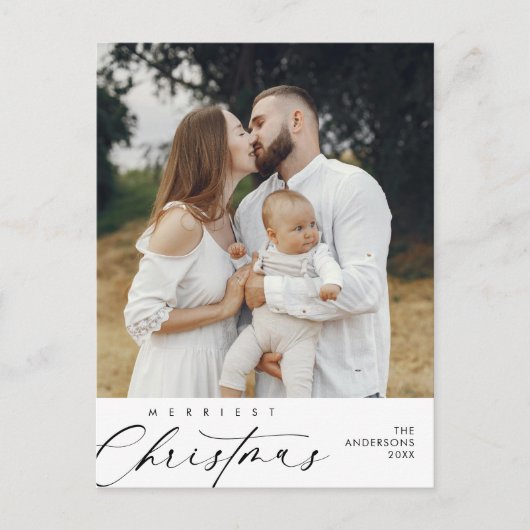 Geluk Groet Merriest Christmas Family Foto Briefkaart (Voorkant)
