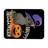 Geluk Halloween Cat met pompoen Magneet (Horizontaal)