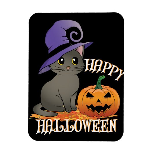 Geluk Halloween Cat met pompoen Magneet (Verticaal)