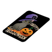 Geluk Halloween Cat met pompoen Magneet (Linkerzijde)