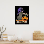 Geluk Halloween Cat met pompoen Poster (Keuken)