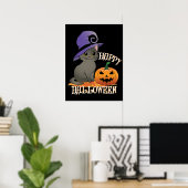 Geluk Halloween Cat met pompoen Poster (Thuiskantoor)