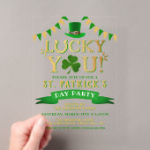 Geluk Hebben! St. Patrick's Dag Feest Acryl Uitnodigingen (Insitu (Draagbaar))