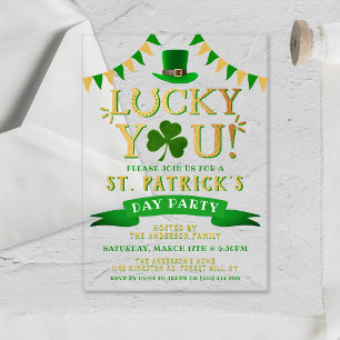 Geluk Hebben! St. Patrick's Dag Feest Acryl Uitnodigingen