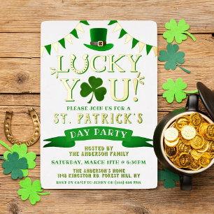 Geluk Hebt U! St. Patrick's Day Feest Echte Folie Uitnodiging