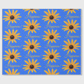 "Geluk" Heldere Zonnegele Bloemen, Royal Blue Cadeaupapier (Vlak)