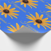 "Geluk" Heldere Zonnegele Bloemen, Royal Blue Cadeaupapier (Hoek)
