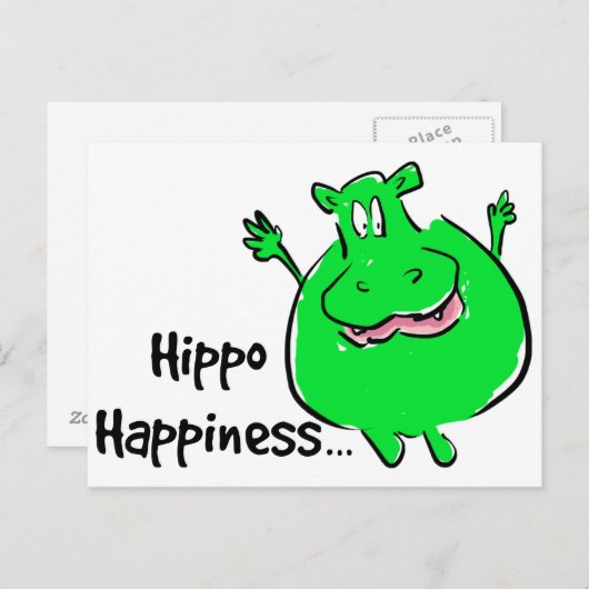 Geluk Hippo - postkaart (Voorkant / Achterkant)