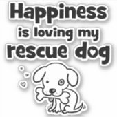 Geluk houdt van mijn reddingshond sticker (Voorkant)
