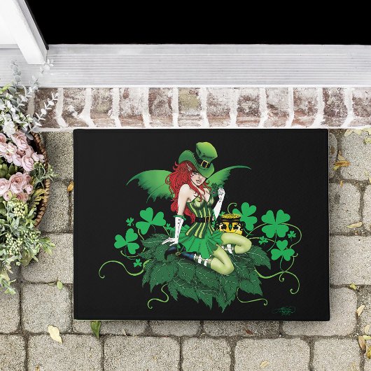 Geluk Iers Groen Fee Rode Haar Klaverblad Deurmat