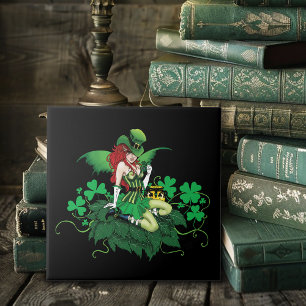 Geluk Iers Groen Fee Rode Haar Klaverblad Tegeltje