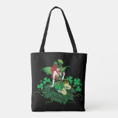 Geluk Iers Groen Fee Rode Haar Klaverblad Tote Bag (Achterkant)