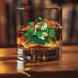 Geluk Iers Groen Fee Rode Haar Klaverblad Whisky Glas