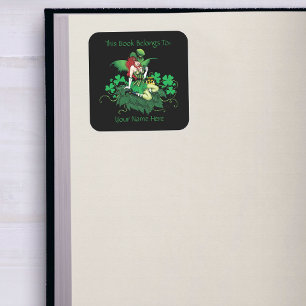 Geluk Iers Groen Fee Rode Haar Klaverboekplaatje Vierkante Sticker