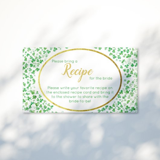 Geluk in de Liefde Groene Bruids douche St. Patric Informatiekaartje
