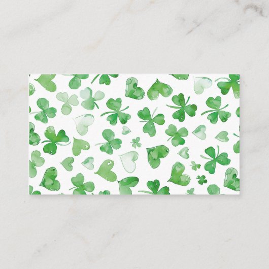 Geluk in de Liefde Groene Bruids douche St. Patric Informatiekaartje (Achterkant)