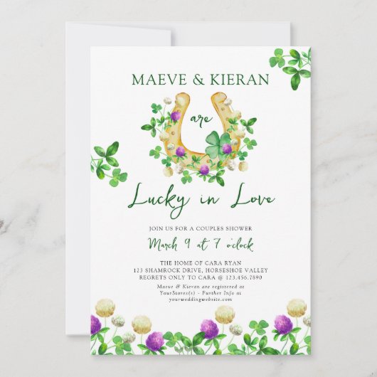 Geluk in de liefde Klavertje vier en klaver Koppel Kaart (Voorkant)