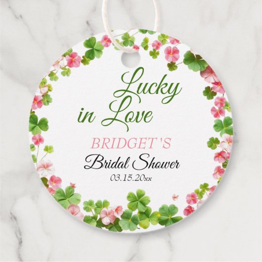 Geluk in de liefde St. Patrick's Day Bruidsfeestje Bedankjes Labels (Achterkant)