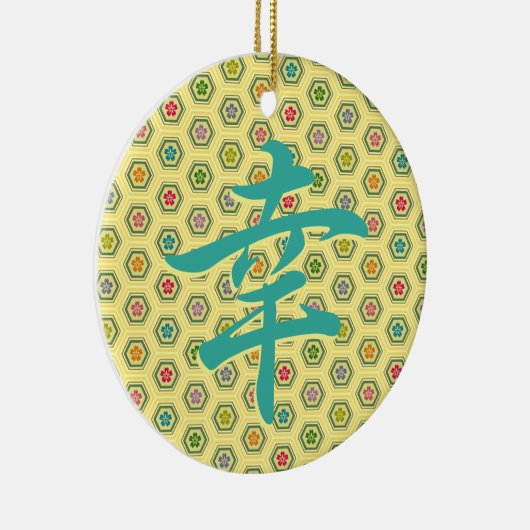 Geluk in Japans keramisch Ornament (Rechts)