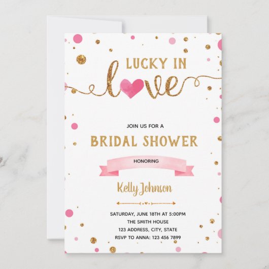 Geluk in liefde bruids douche uitnodiging (Voorkant)