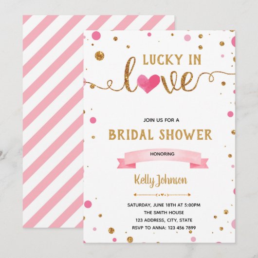 Geluk in liefde bruids douche uitnodiging (Voorkant / Achterkant)