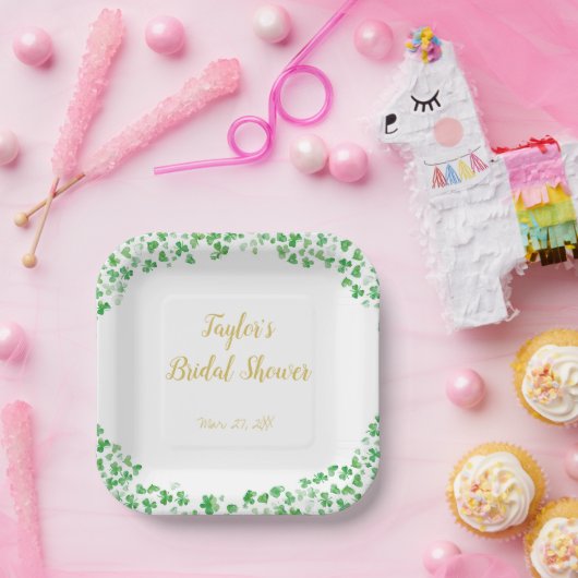 Geluk in liefde Groen St. Patrick's Day Vrijgezell Papieren Bordje (Feest)